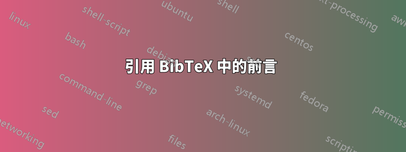 引用 BibTeX 中的前言