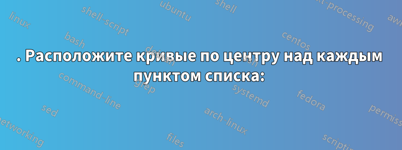 1. Расположите кривые по центру над каждым пунктом списка: