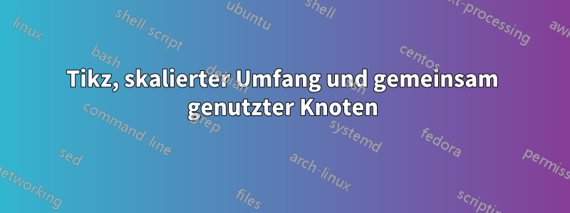 Tikz, skalierter Umfang und gemeinsam genutzter Knoten