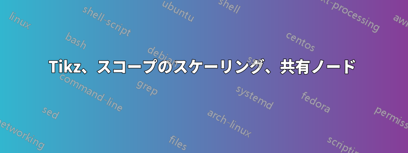 Tikz、スコープのスケーリング、共有ノード