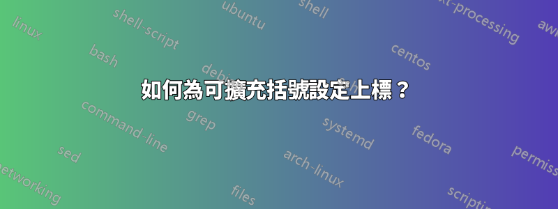 如何為可擴充括號設定上標？