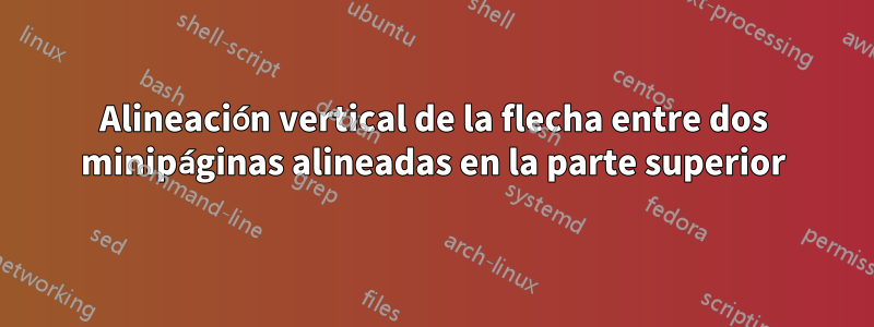 Alineación vertical de la flecha entre dos minipáginas alineadas en la parte superior