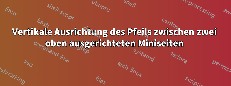 Vertikale Ausrichtung des Pfeils zwischen zwei oben ausgerichteten Miniseiten