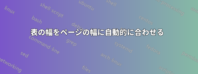 表の幅をページの幅に自動的に合わせる 