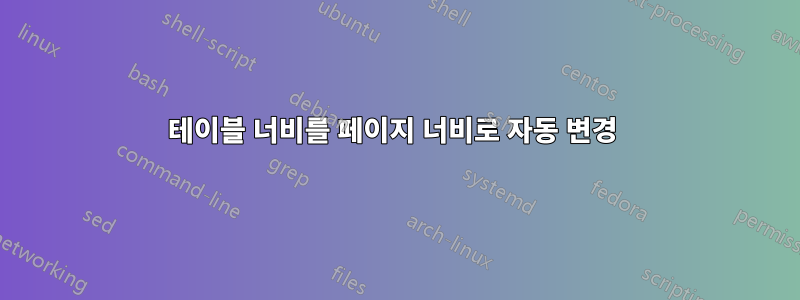 테이블 너비를 페이지 너비로 자동 변경 