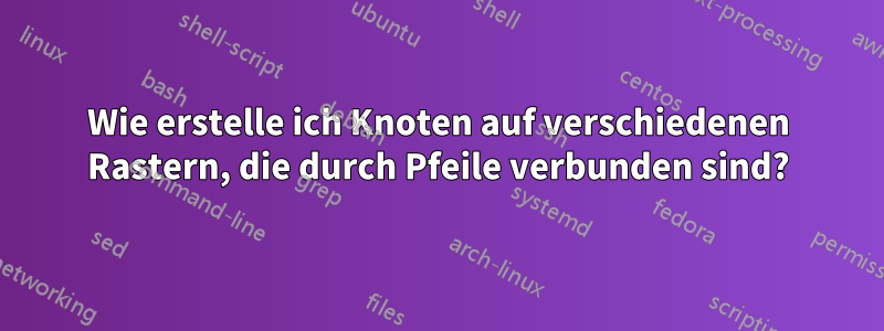 Wie erstelle ich Knoten auf verschiedenen Rastern, die durch Pfeile verbunden sind?