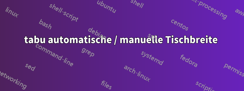 tabu automatische / manuelle Tischbreite