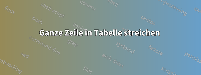 Ganze Zeile in Tabelle streichen