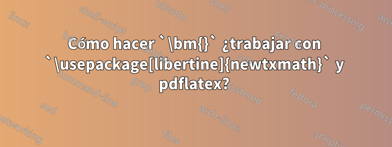 Cómo hacer `\bm{}` ¿trabajar con `\usepackage[libertine]{newtxmath}` y pdflatex?