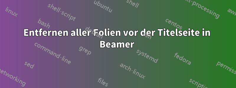 Entfernen aller Folien vor der Titelseite in Beamer