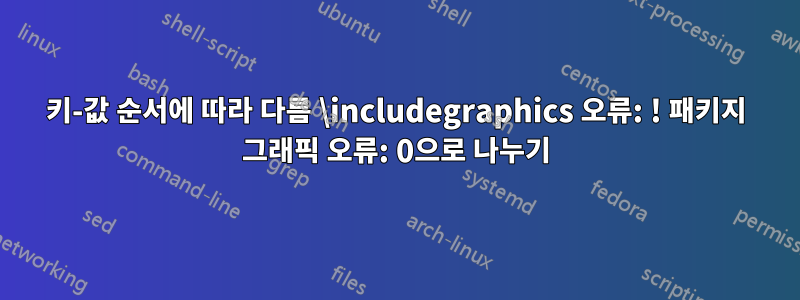 키-값 순서에 따라 다름 \includegraphics 오류: ! 패키지 그래픽 오류: 0으로 나누기