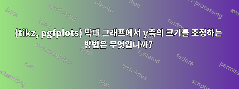 (tikz, pgfplots) 막대 그래프에서 y축의 크기를 조정하는 방법은 무엇입니까?