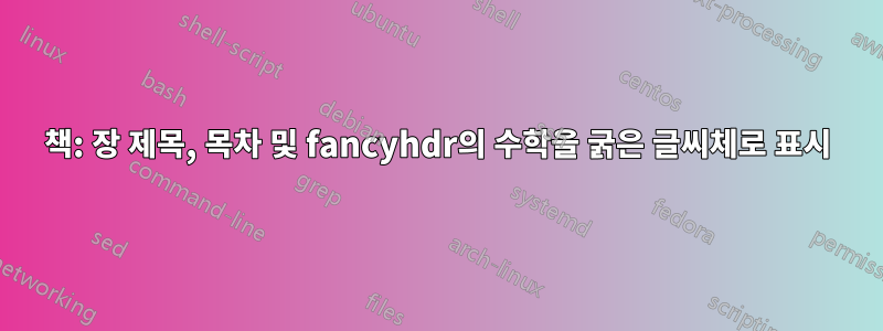 책: 장 제목, 목차 및 fancyhdr의 수학을 굵은 글씨체로 표시