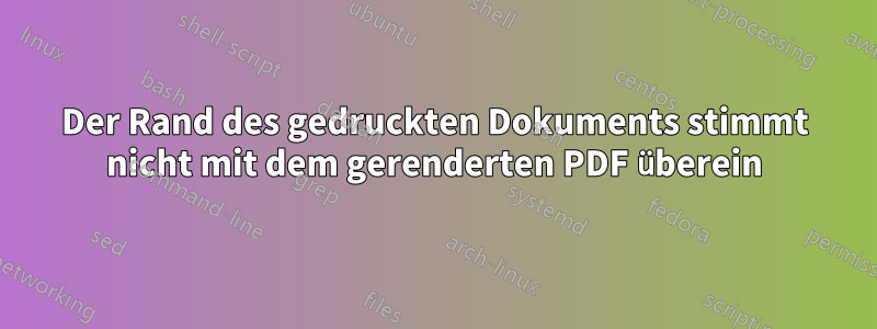 Der Rand des gedruckten Dokuments stimmt nicht mit dem gerenderten PDF überein