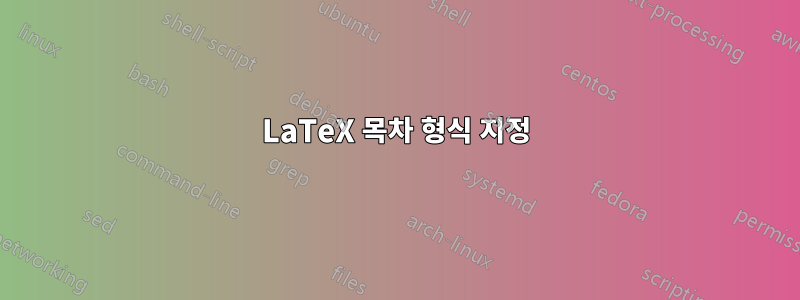 LaTeX 목차 형식 지정