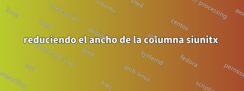 reduciendo el ancho de la columna siunitx