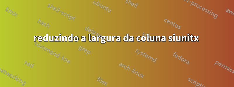 reduzindo a largura da coluna siunitx