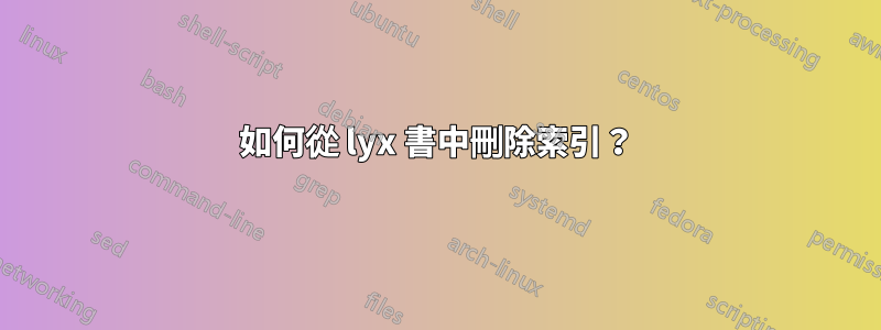 如何從 lyx 書中刪除索引？