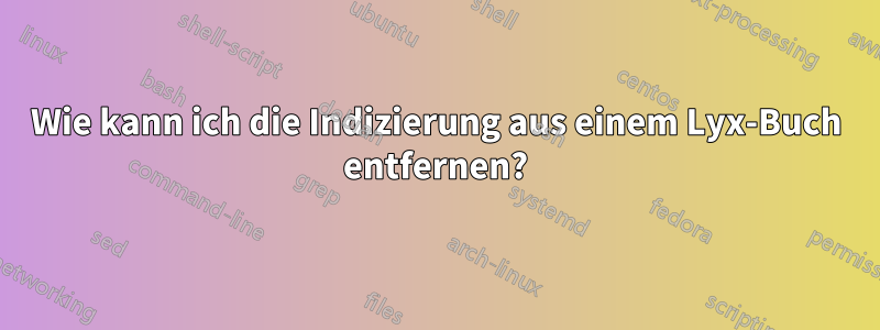 Wie kann ich die Indizierung aus einem Lyx-Buch entfernen?