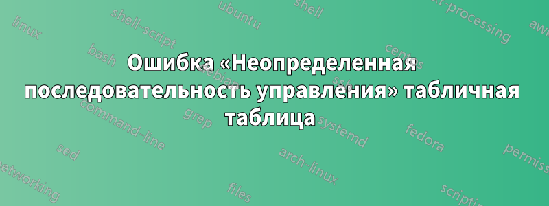 Ошибка «Неопределенная последовательность управления» табличная таблица 