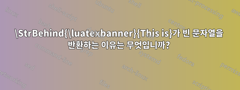 \StrBehind{\luatexbanner}{This is}가 빈 문자열을 반환하는 이유는 무엇입니까?