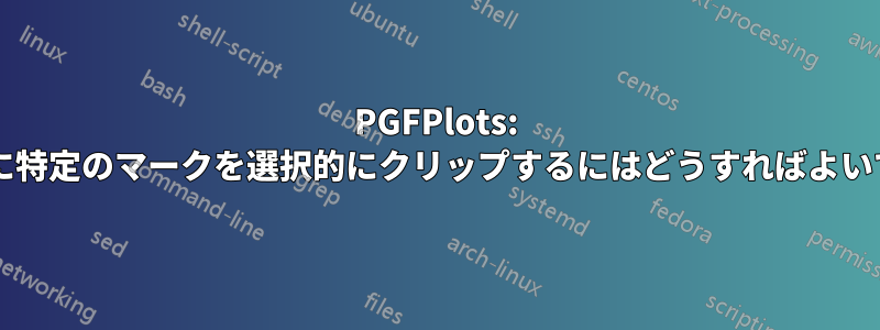 PGFPlots: 軸ごとに特定のマークを選択的にクリップするにはどうすればよいですか?