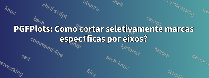 PGFPlots: Como cortar seletivamente marcas específicas por eixos?