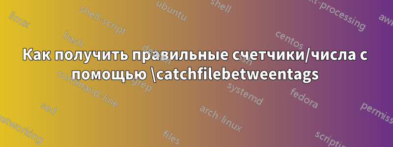 Как получить правильные счетчики/числа с помощью \catchfilebetweentags