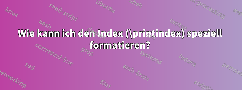 Wie kann ich den Index (\printindex) speziell formatieren?