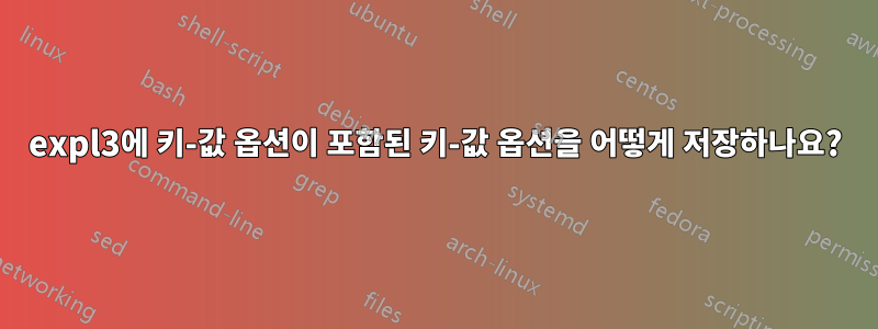 expl3에 키-값 옵션이 포함된 키-값 옵션을 어떻게 저장하나요?