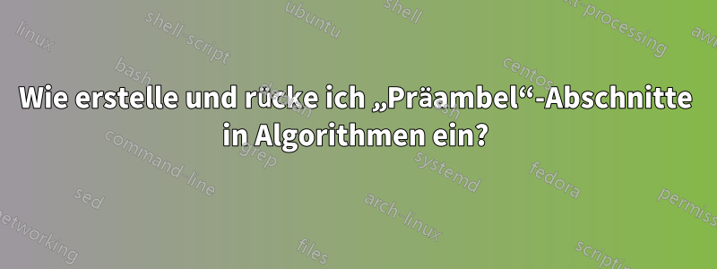 Wie erstelle und rücke ich „Präambel“-Abschnitte in Algorithmen ein?