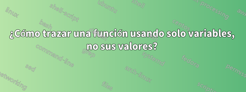 ¿Cómo trazar una función usando solo variables, no sus valores?