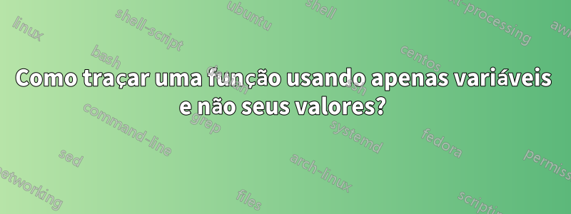 Como traçar uma função usando apenas variáveis ​​e não seus valores?