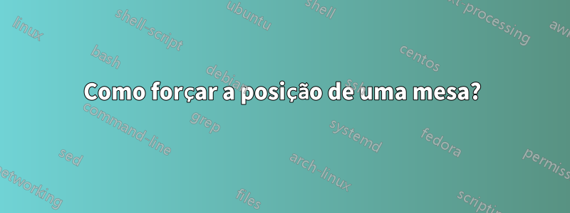 Como forçar a posição de uma mesa?