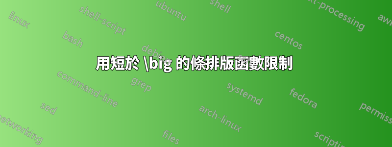 用短於 \big 的條排版函數限制