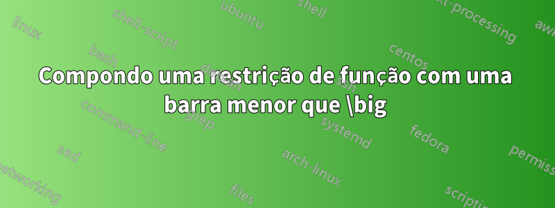 Compondo uma restrição de função com uma barra menor que \big