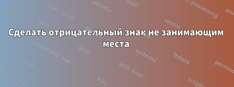 Сделать отрицательный знак не занимающим места