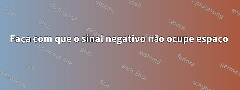 Faça com que o sinal negativo não ocupe espaço