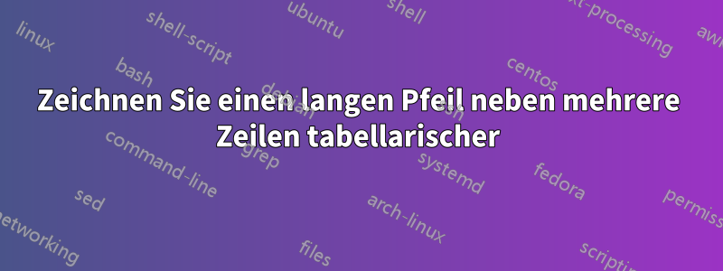 Zeichnen Sie einen langen Pfeil neben mehrere Zeilen tabellarischer