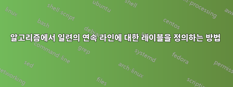 알고리즘에서 일련의 연속 라인에 대한 레이블을 정의하는 방법