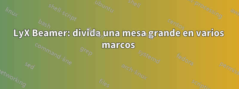 LyX Beamer: divida una mesa grande en varios marcos