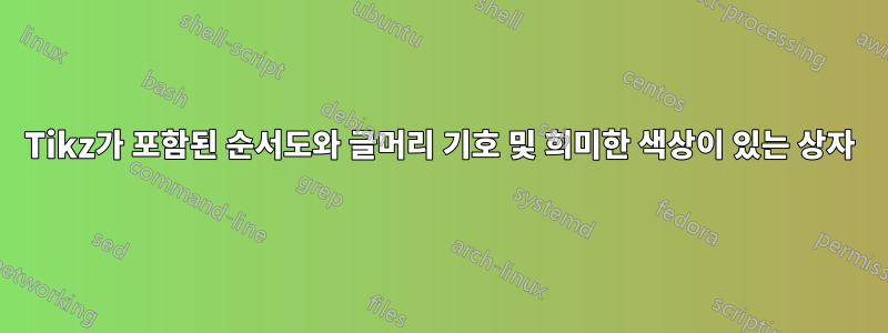 Tikz가 포함된 순서도와 글머리 기호 및 희미한 색상이 있는 상자