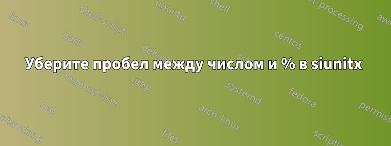 Уберите пробел между числом и % в siunitx