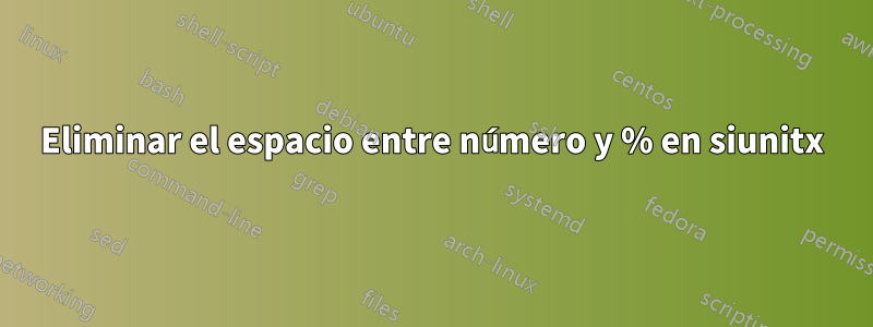 Eliminar el espacio entre número y % en siunitx