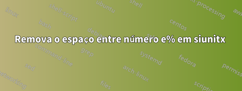 Remova o espaço entre número e% em siunitx