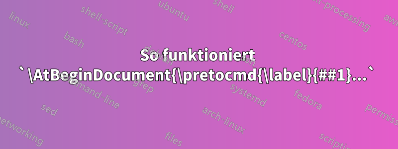 So funktioniert `\AtBeginDocument{\pretocmd{\label}{##1}...`