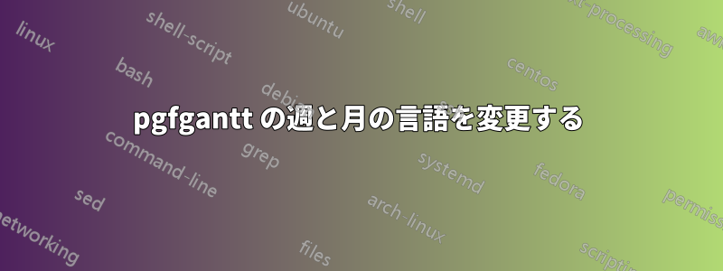 pgfgantt の週と月の言語を変更する