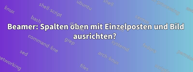 Beamer: Spalten oben mit Einzelposten und Bild ausrichten? 