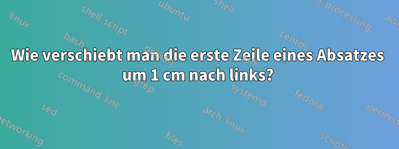 Wie verschiebt man die erste Zeile eines Absatzes um 1 cm nach links?