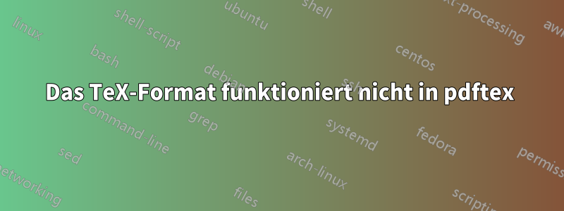 Das TeX-Format funktioniert nicht in pdftex